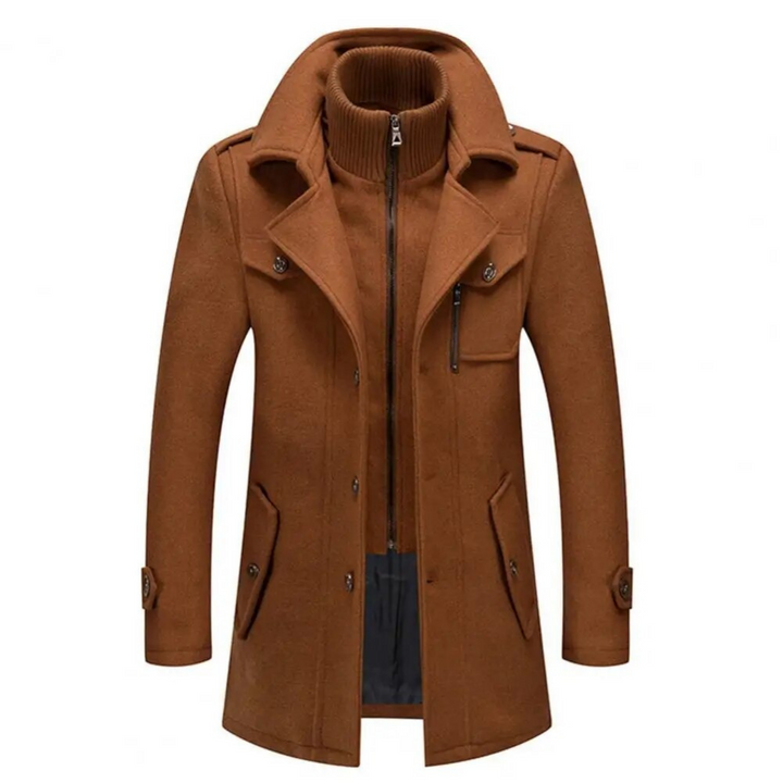 Stylish Men's Jacket with Double Collar - Milan-Khaki-S-Nora Luxe