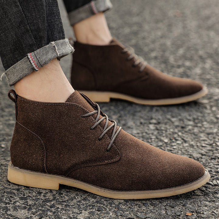 Stylish Men's Lace-Up Shoes in PU-Suede - Luca-brown-6-Nora Luxe