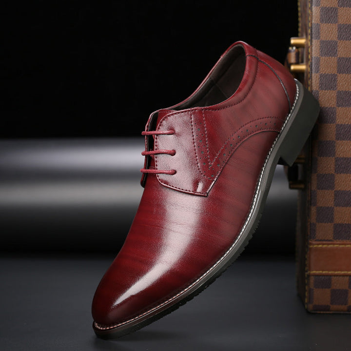 Stylish Men's Lace-up Shoes with Brogue Details - Lennard-Black-5.5-Nora Luxe