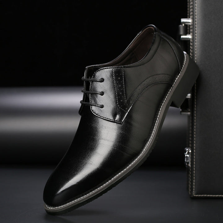 Stylish Men's Lace-up Shoes with Brogue Details - Lennard-Black-5.5-Nora Luxe