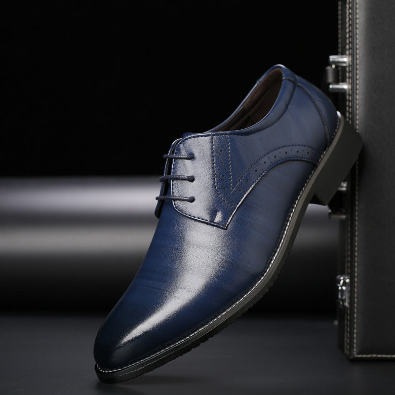 Stylish Men's Lace-up Shoes with Brogue Details - Lennard-Blue-5.5-Nora Luxe