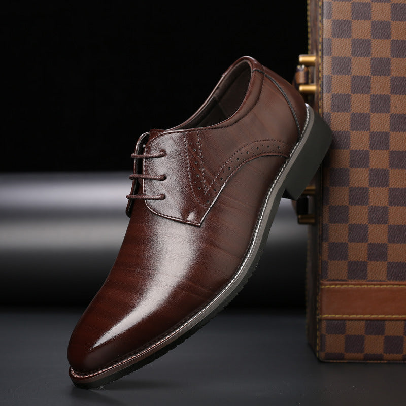 Stylish Men's Lace-up Shoes with Brogue Details - Lennard-Brown-5.5-Nora Luxe