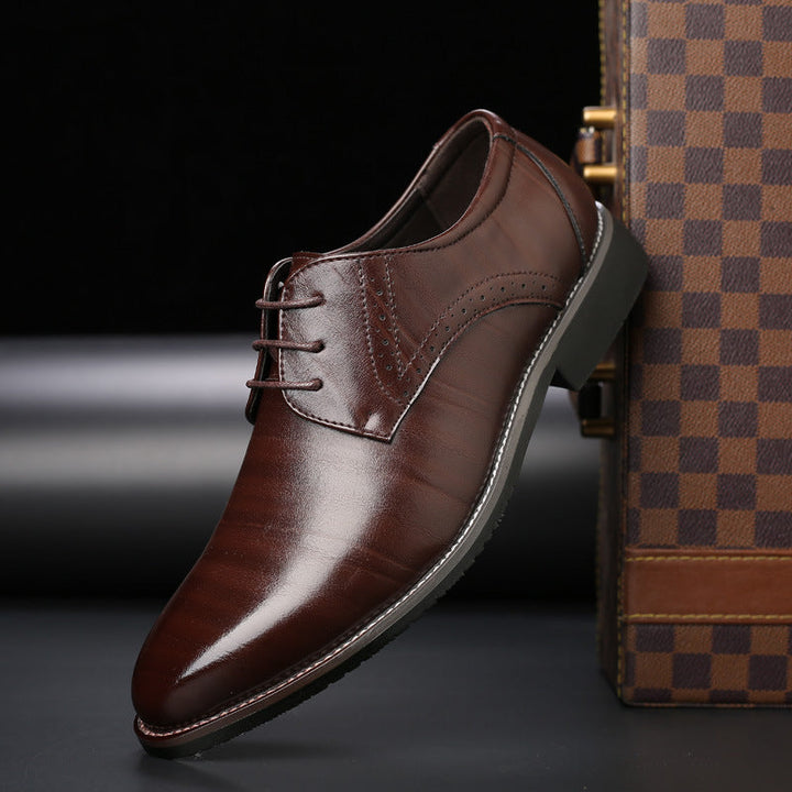 Stylish Men's Lace-up Shoes with Brogue Details - Lennard-Brown-5.5-Nora Luxe