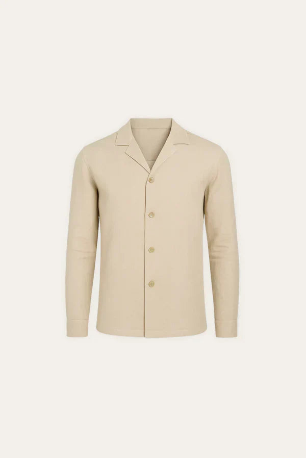 Stylish men's linen shirt with concealed button placket – Eliano-XS-Nora Luxe