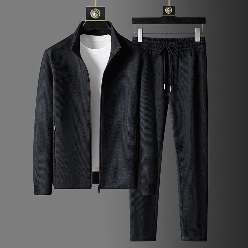 Stylish Men's Lounge Suit - Noah-Deep Black-L-Nora Luxe