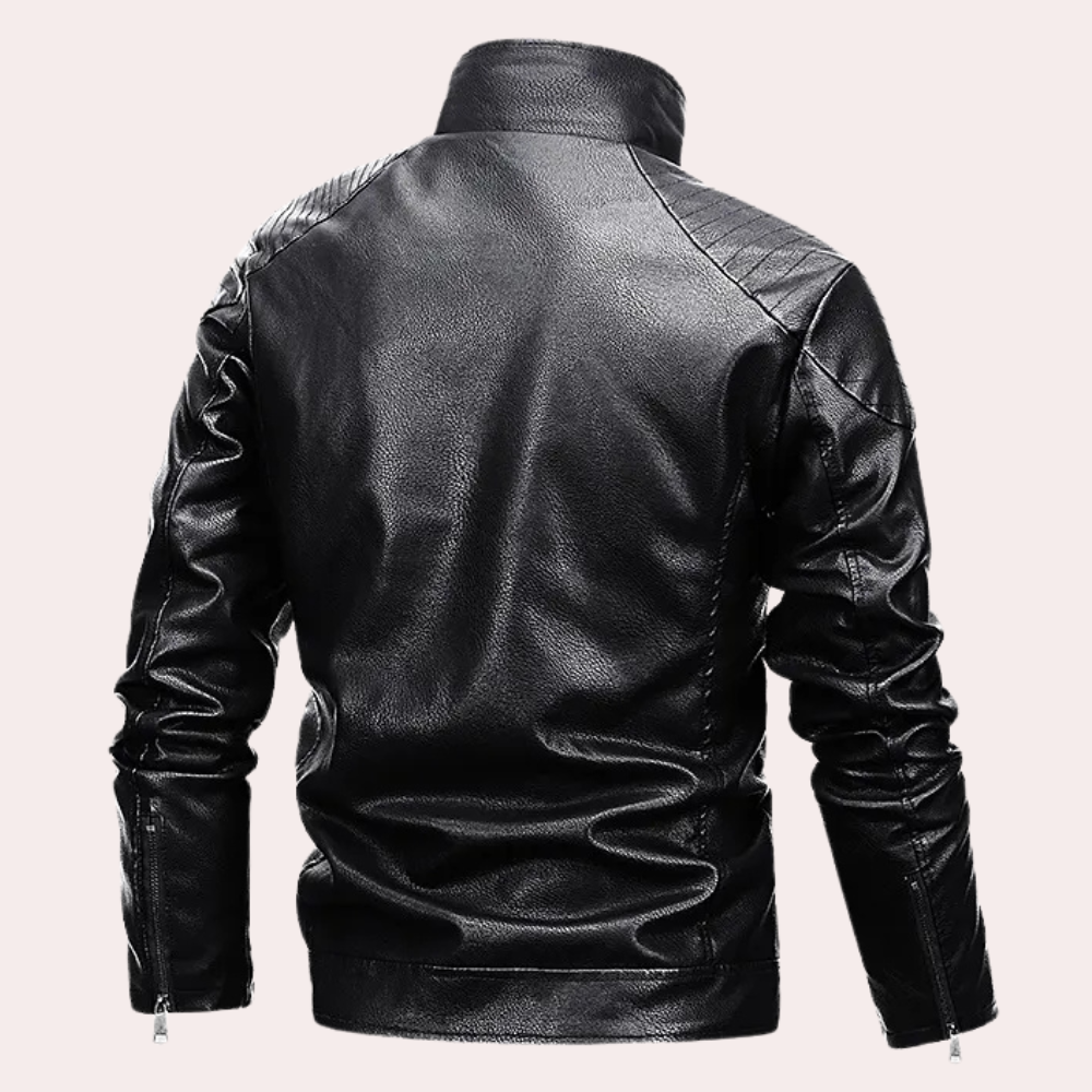 Stylish Men's Motorcycle Jacket with Functional Design - Ronan-Black-S-Nora Luxe