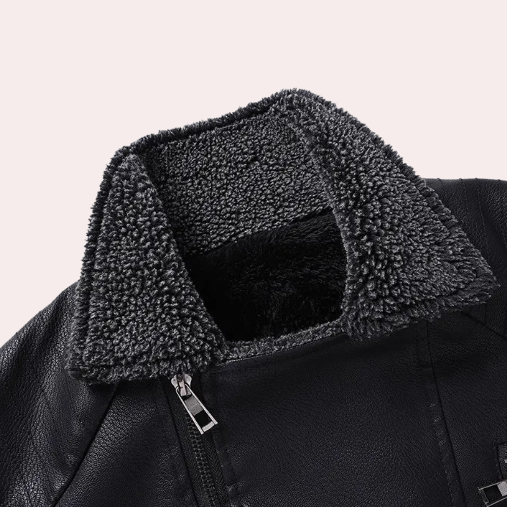 Stylish Men's Motorcycle Jacket with Functional Design - Ronan-Black-S-Nora Luxe