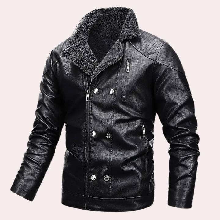 Stylish Men's Motorcycle Jacket with Functional Design - Ronan-Black-S-Nora Luxe
