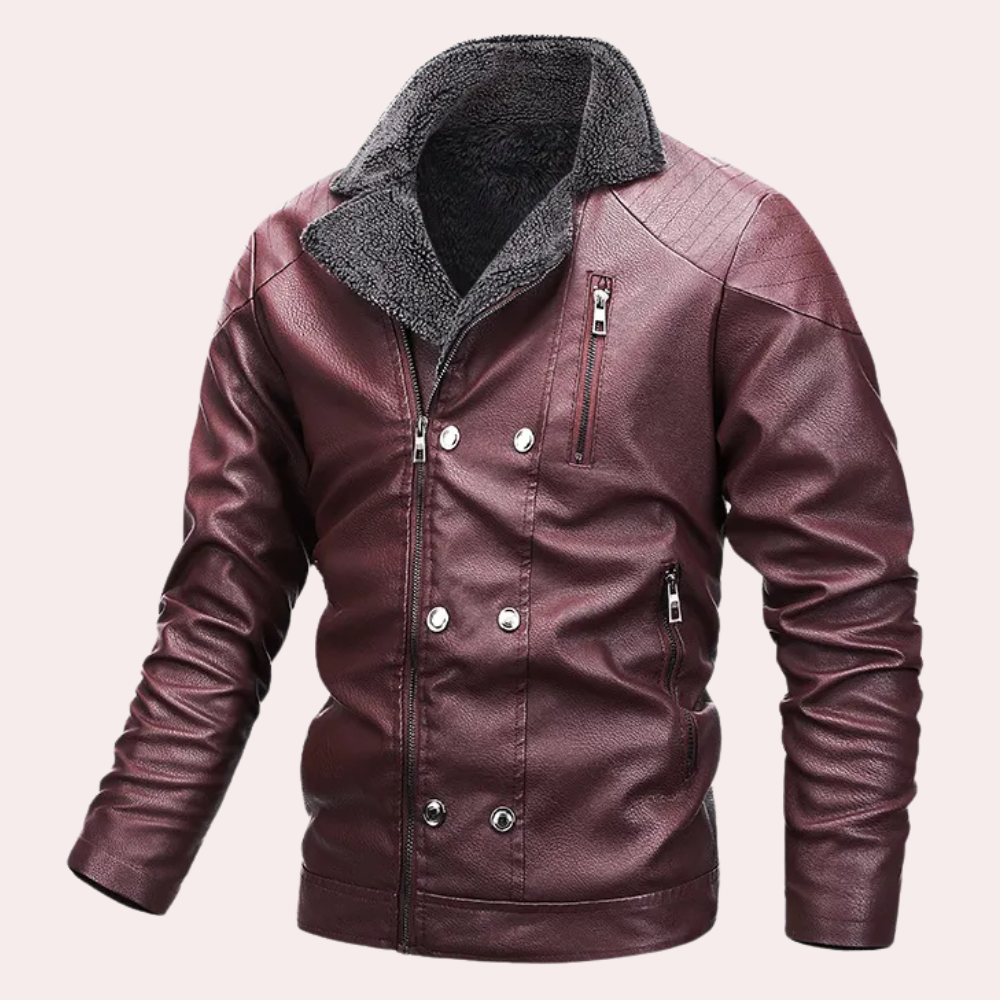 Stylish Men's Motorcycle Jacket with Functional Design - Ronan-Red-S-Nora Luxe