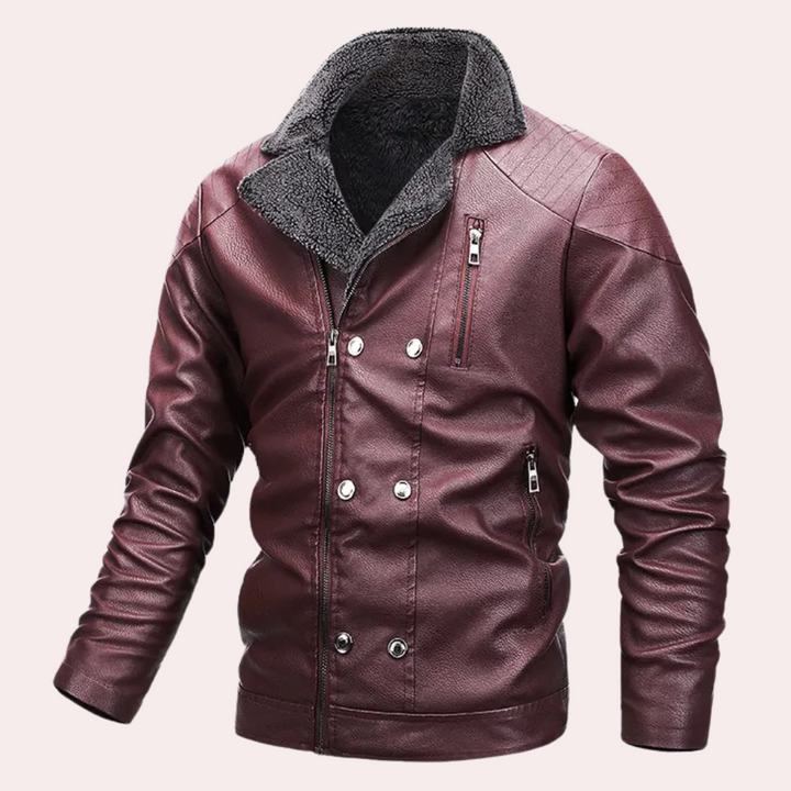 Stylish Men's Motorcycle Jacket with Functional Design - Ronan-Red-S-Nora Luxe