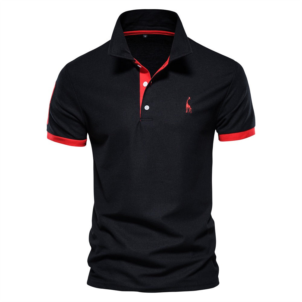 Stylish Men's Polo - Franklin-Black - Red-S-Nora Luxe