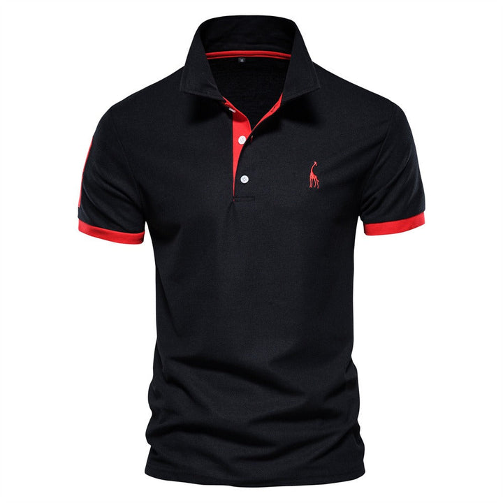 Stylish Men's Polo - Franklin-Black - Red-S-Nora Luxe