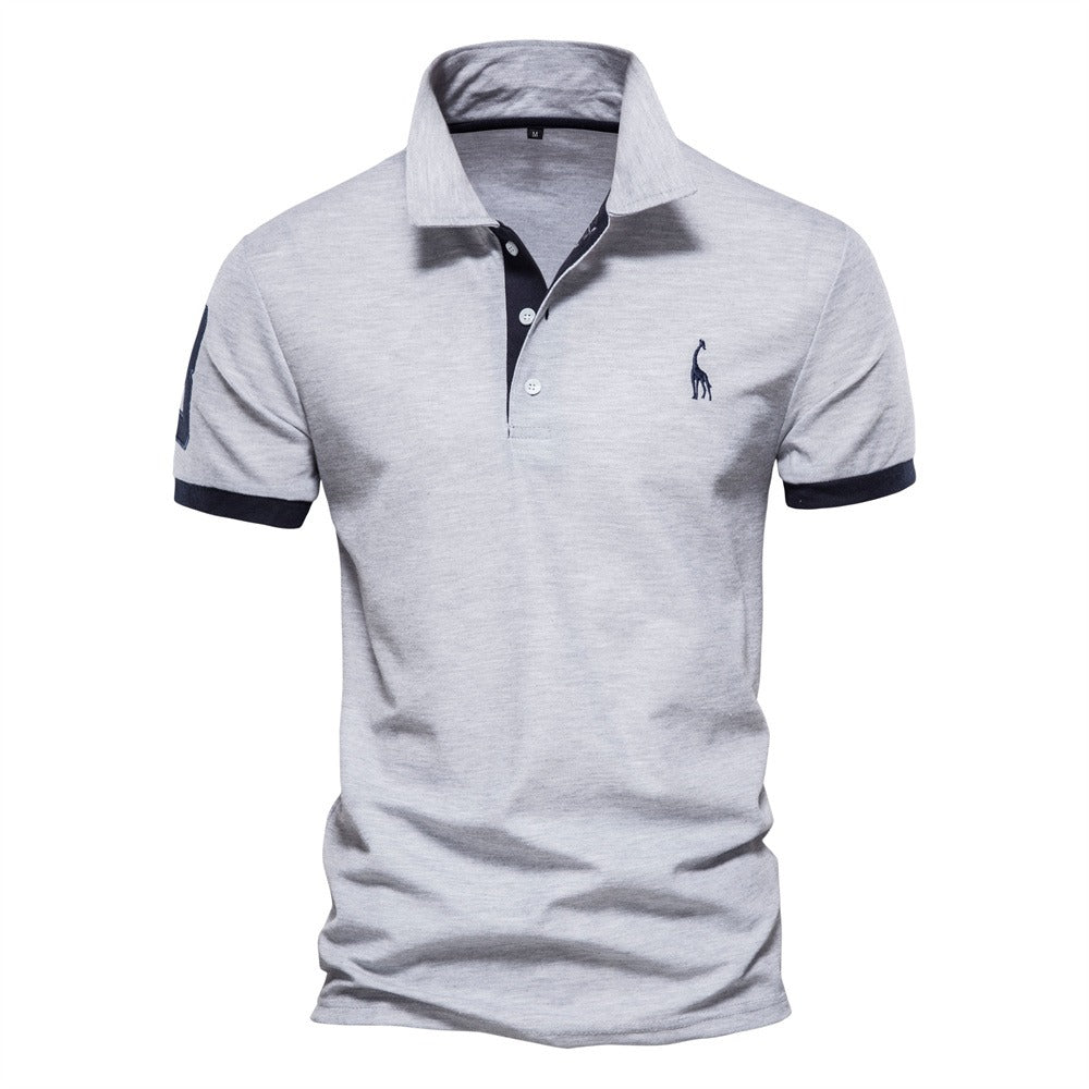 Stylish Men's Polo - Franklin-Grey - Dark Blue-S-Nora Luxe
