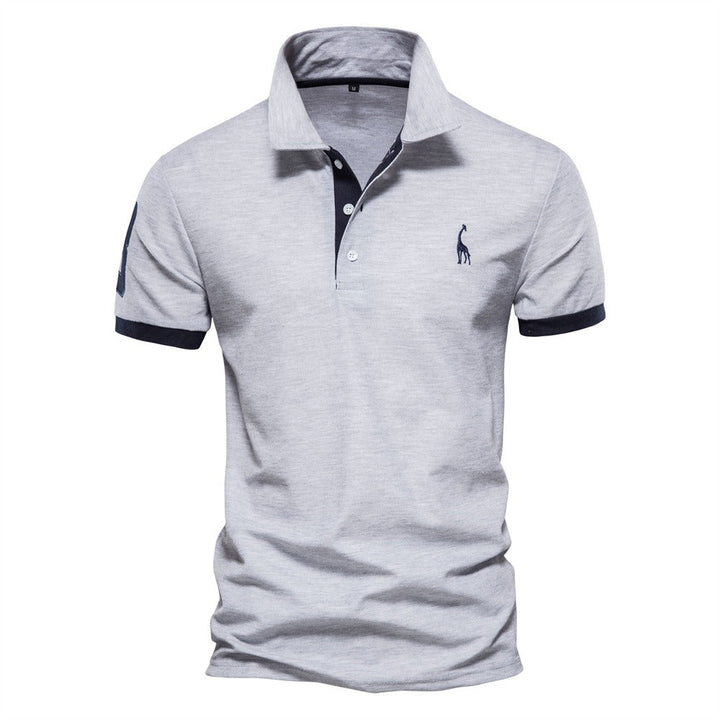 Stylish Men's Polo - Franklin-Grey - Dark Blue-S-Nora Luxe