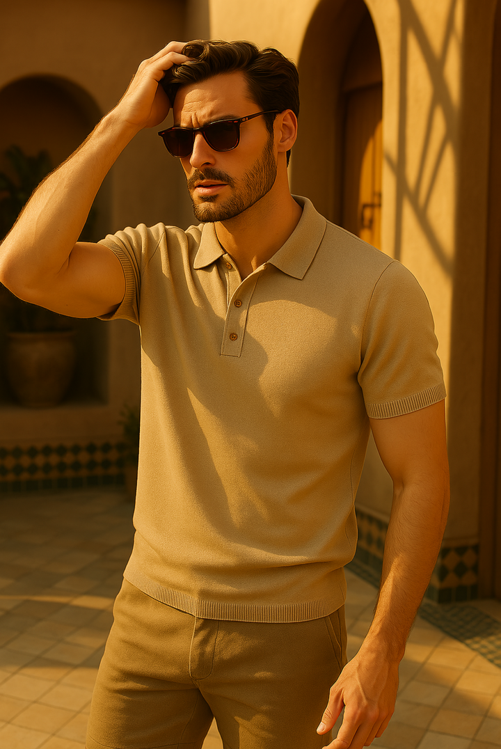 Stylish men's polo made from cashmere-merino wool – Caelan-S-Nora Luxe