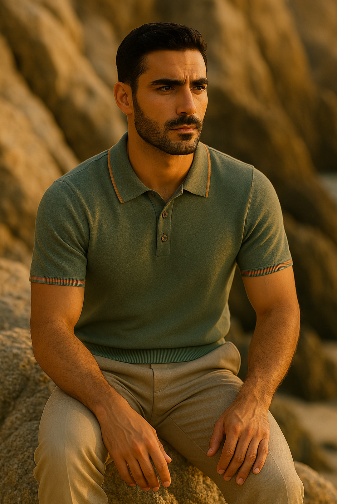 Stylish men's polo made from cashmere-merino wool – Levano-S-Nora Luxe