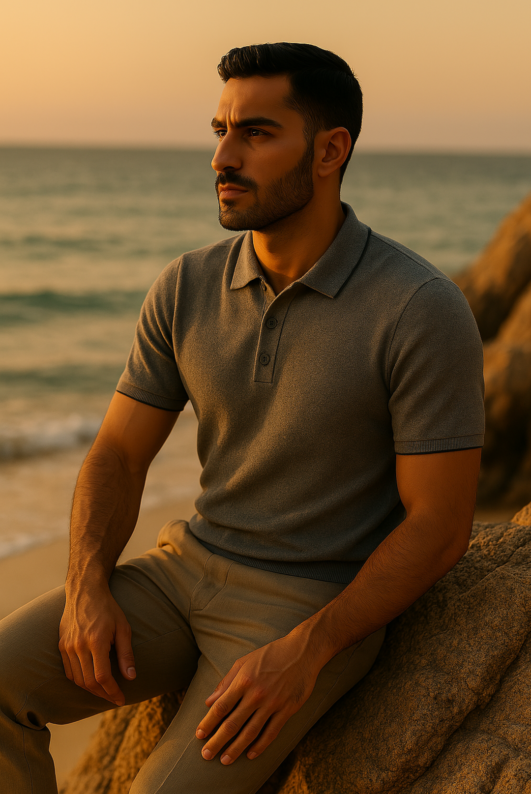 Stylish men's polo made of cashmere-merino wool – Renzo-S-Nora Luxe