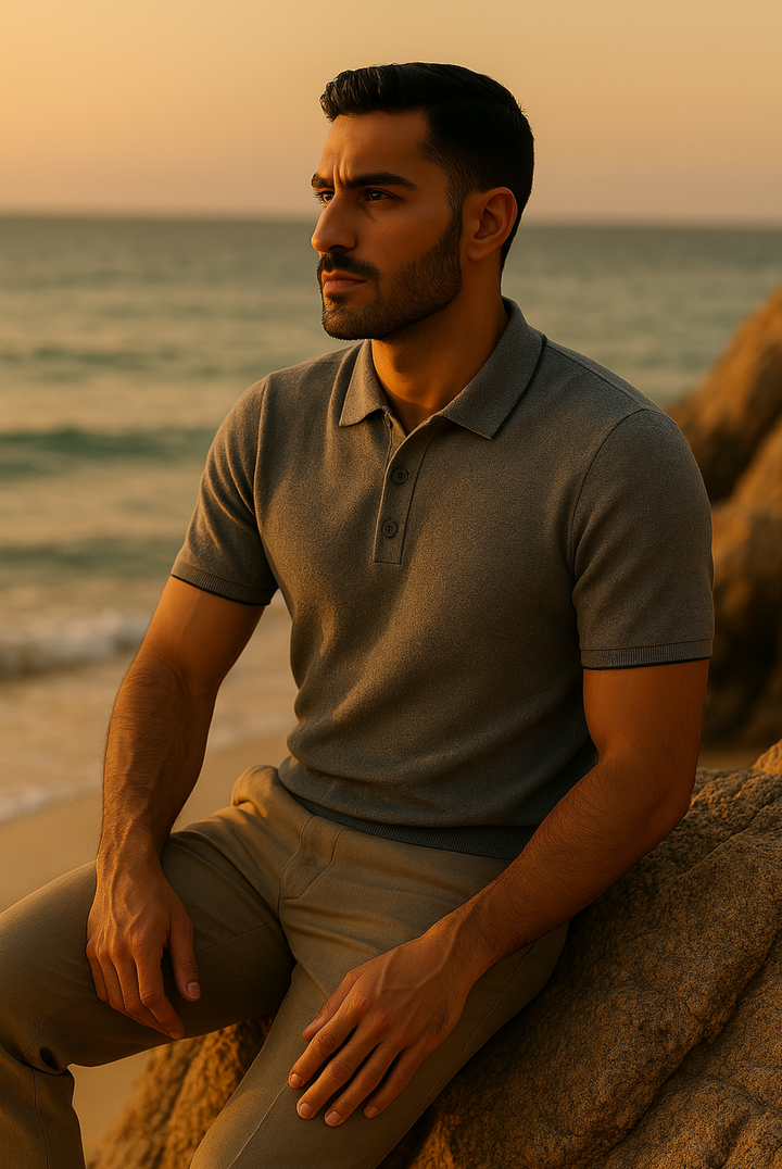 Stylish men's polo made of cashmere-merino wool – Renzo-S-Nora Luxe