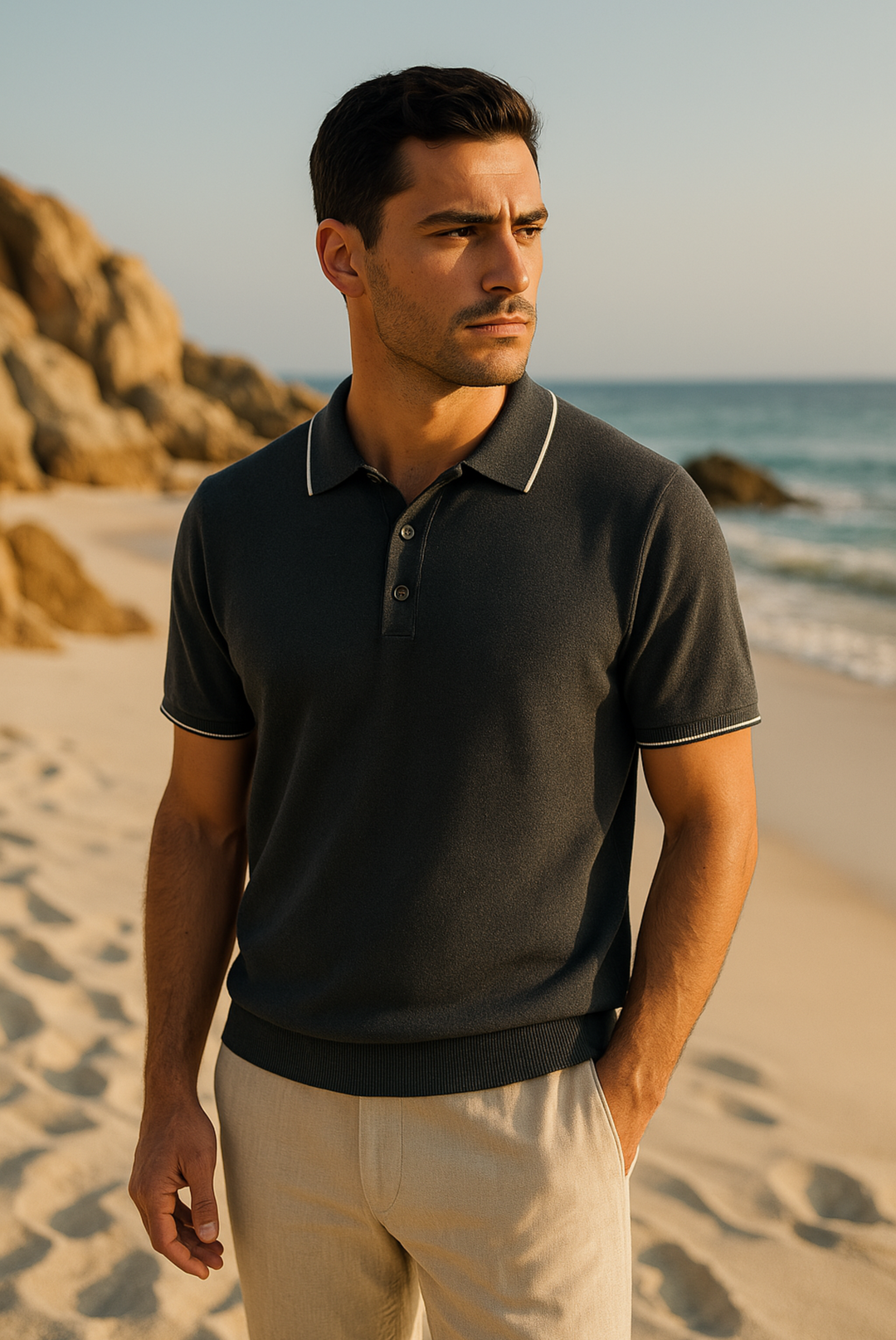 Stylish men's polo shirt made of cashmere-merino wool – Miro-S-Nora Luxe