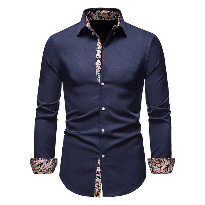 Stylish Men's Shirt - Arvid-Dark Blue-S-Nora Luxe