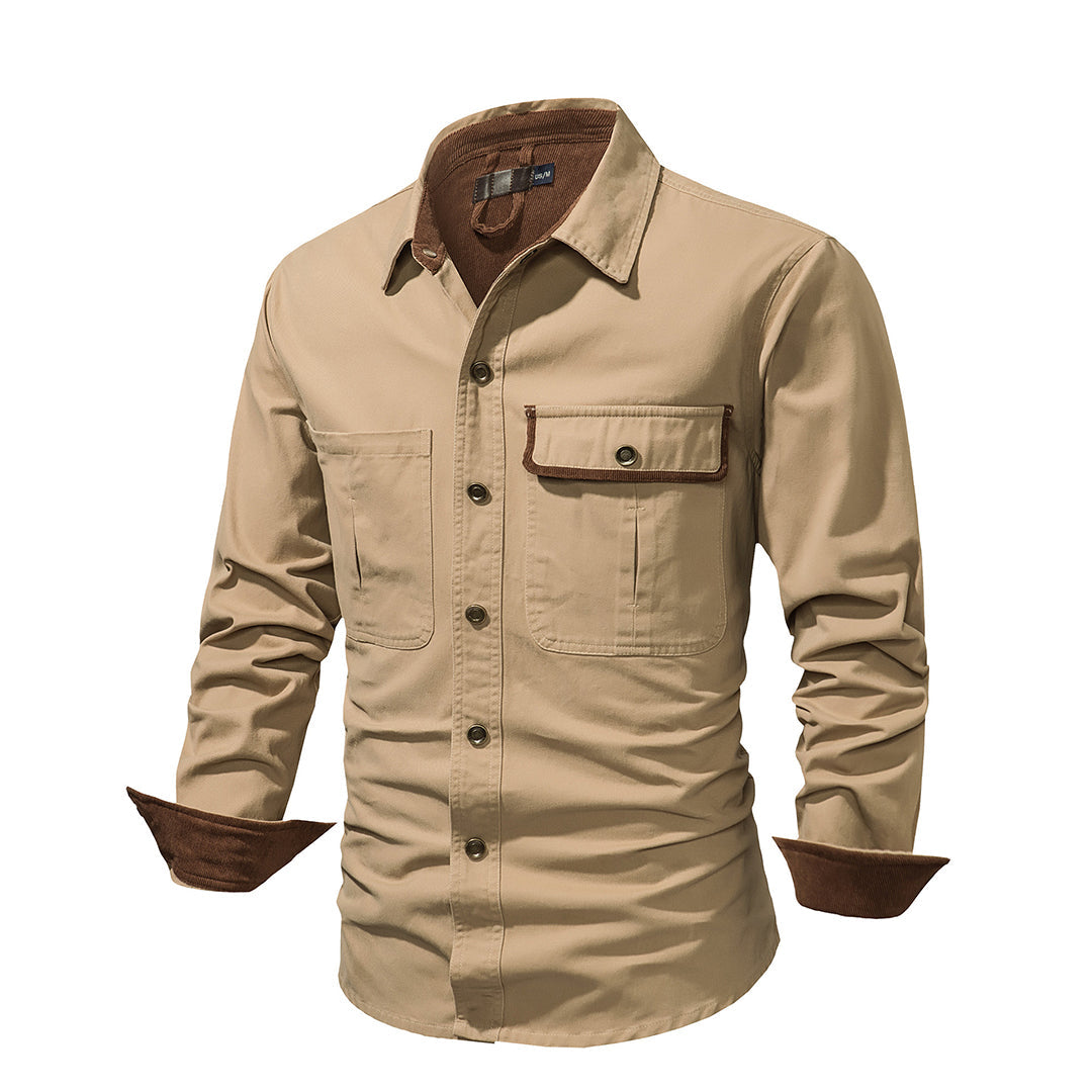 Stylish Men's Shirt - Lars-Khaki-S-Nora Luxe