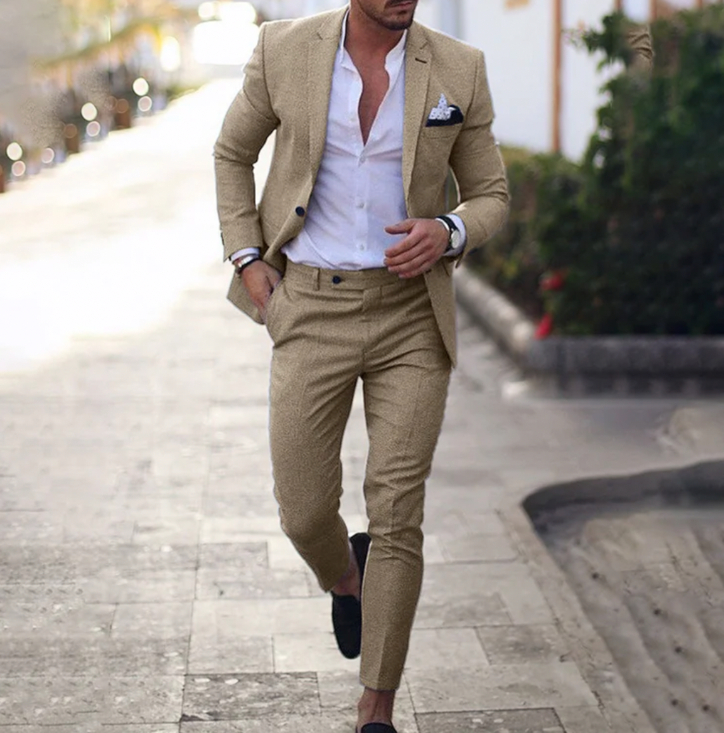 Stylish men's suit - Lucas-Beige-M-Nora Luxe