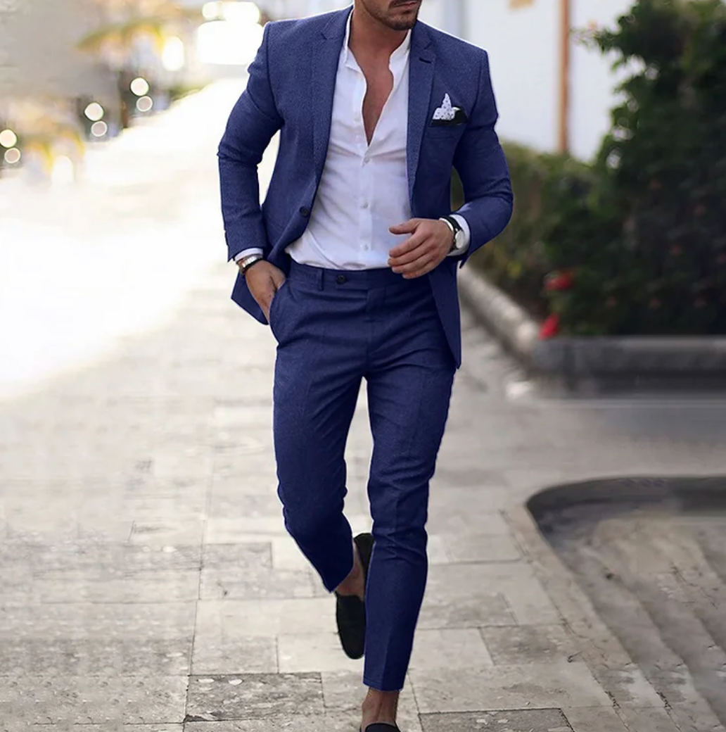 Stylish men's suit - Lucas-Dark blue-M-Nora Luxe