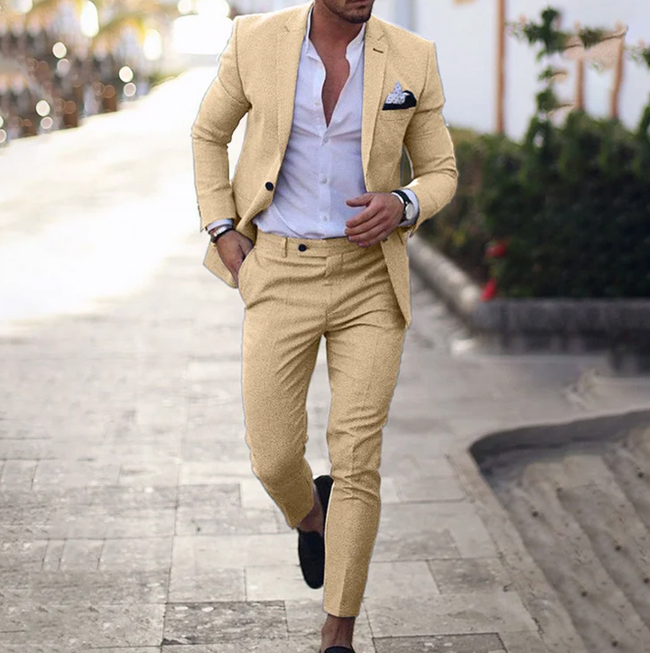 Stylish men's suit - Lucas-Khaki-M-Nora Luxe