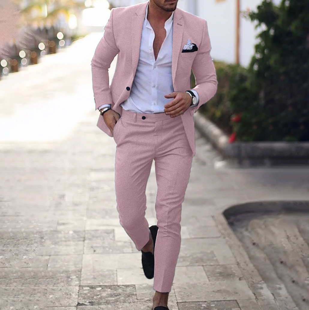 Stylish men's suit - Lucas-Pink-M-Nora Luxe