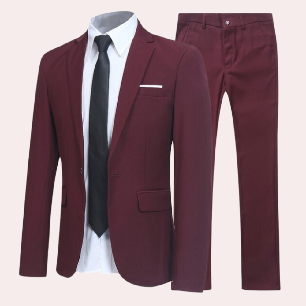 Stylish Men's Suit - Nathan-Red-S-Nora Luxe