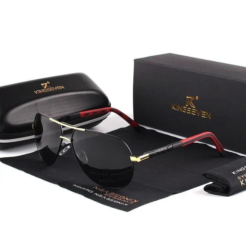 Stylish men's sunglasses with UV400 protection – Lennart-Gold-Black-Nora Luxe
