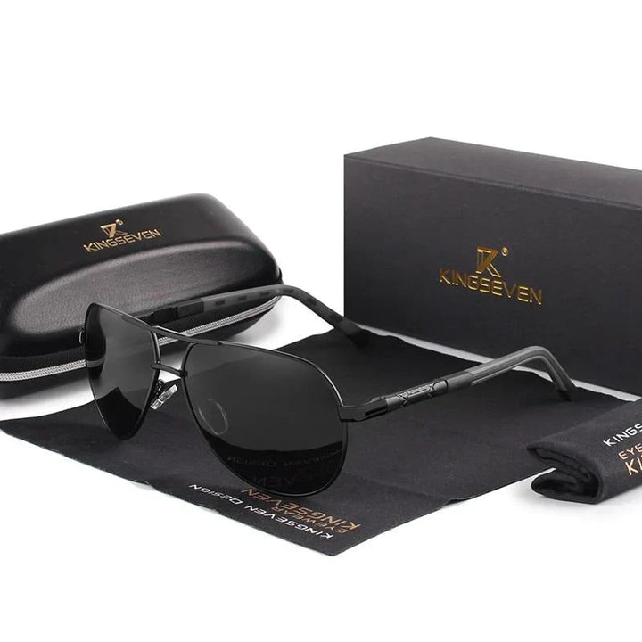 Stylish men's sunglasses with UV400 protection – Lennart-Gold-Black-Nora Luxe