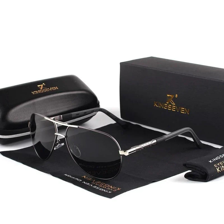 Stylish men's sunglasses with UV400 protection – Lennart-Gray-Black-Nora Luxe