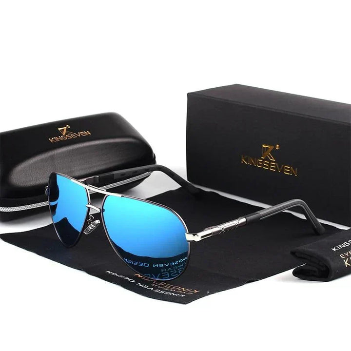 Stylish men's sunglasses with UV400 protection – Lennart-Gray-Blue-Nora Luxe