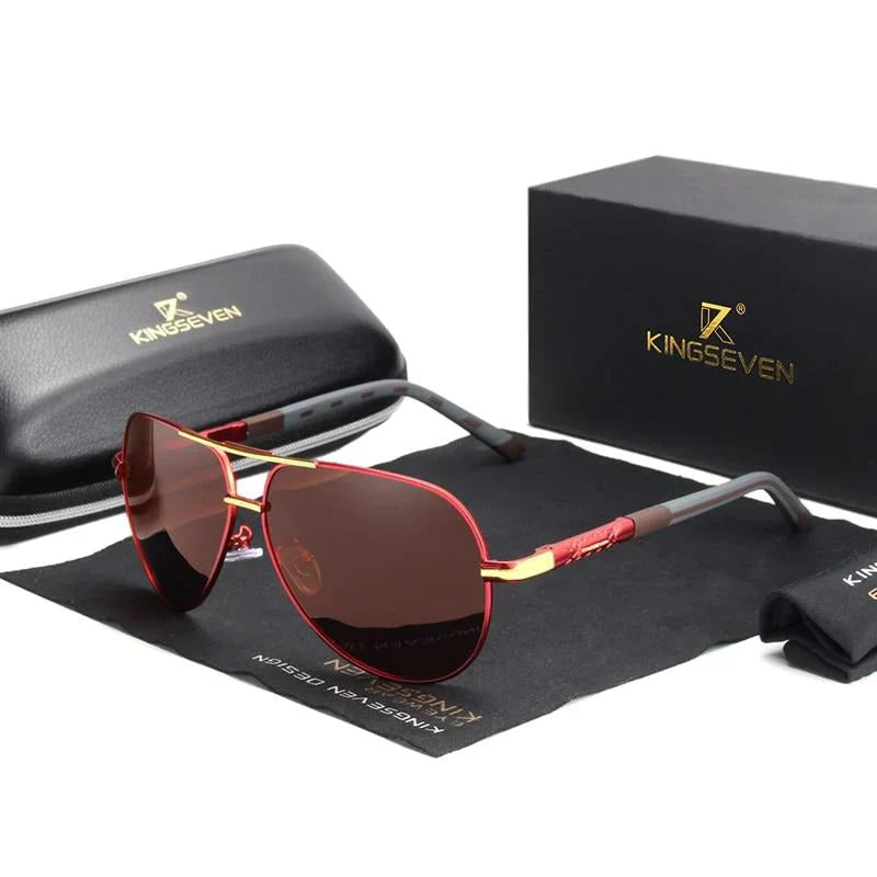 Stylish men's sunglasses with UV400 protection – Lennart-Red-Brown-Nora Luxe