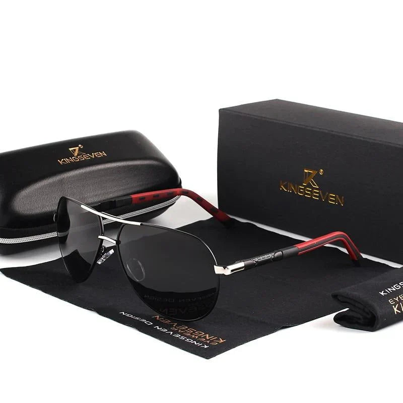 Stylish men's sunglasses with UV400 protection – Lennart-Silver-Black-Nora Luxe