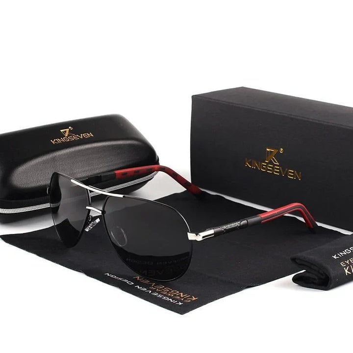 Stylish men's sunglasses with UV400 protection – Lennart-Silver-Black-Nora Luxe