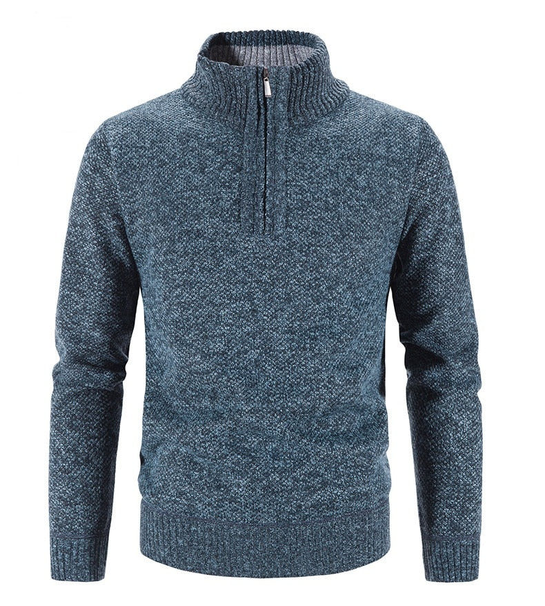 Stylish Men's Sweater with Half Zip - SummitCraft-Blue-M-Nora Luxe