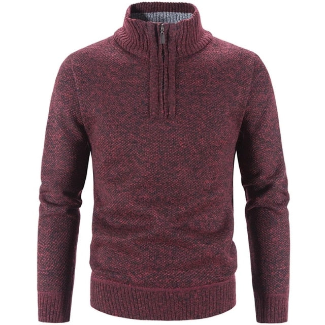 Stylish Men's Sweater with Half Zip - SummitCraft-Bordeaux Red-M-Nora Luxe