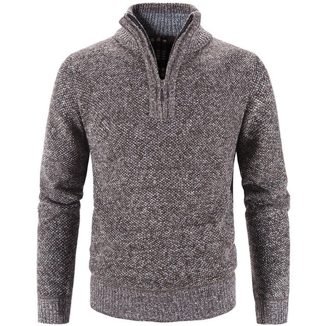 Stylish Men's Sweater with Half Zip - SummitCraft-Brown-M-Nora Luxe