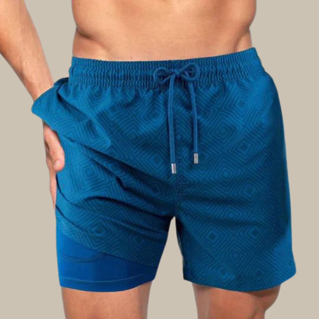 Stylish Men's Swim Shorts | AquaLux Swim Shorts with Lining and Phone Pocket-Black flamingo-M-Nora Luxe