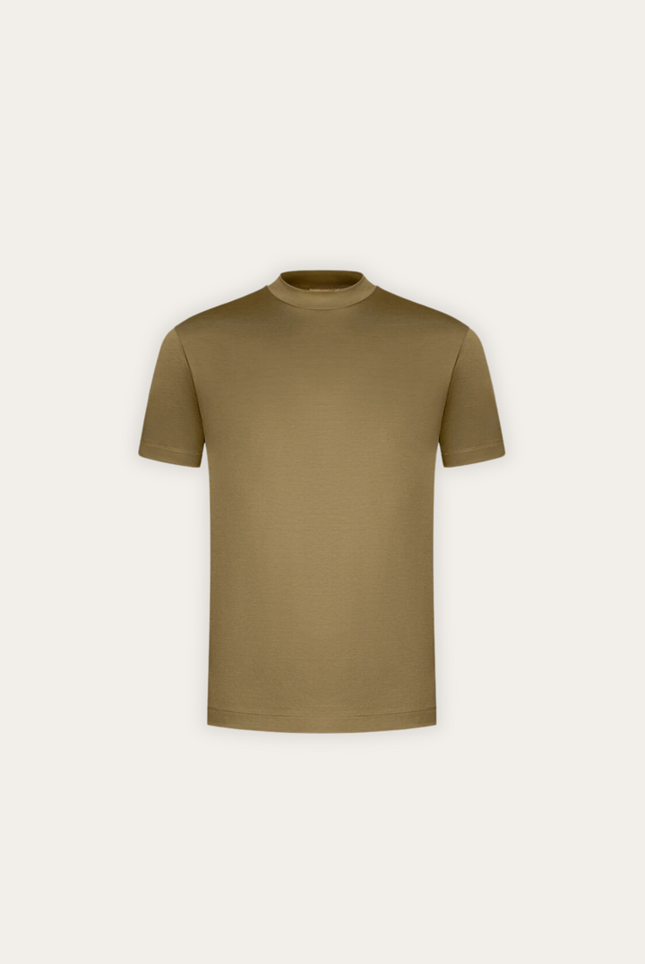 Stylish men's t-shirt made of mercerised cotton – Dario-Army Green-XS-Nora Luxe