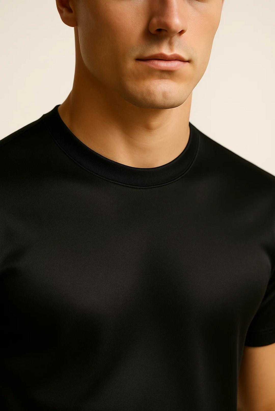 Stylish men's t-shirt made of mercerised cotton – Dario-Black-XS-Nora Luxe