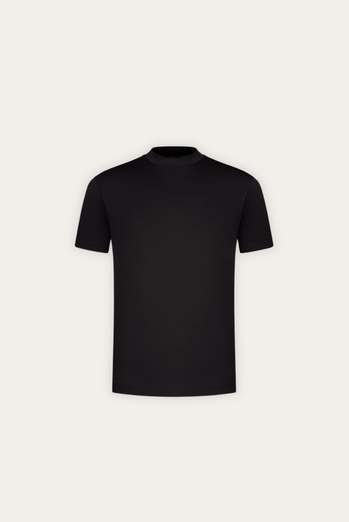 Stylish men's t-shirt made of mercerised cotton – Dario-Black-XS-Nora Luxe