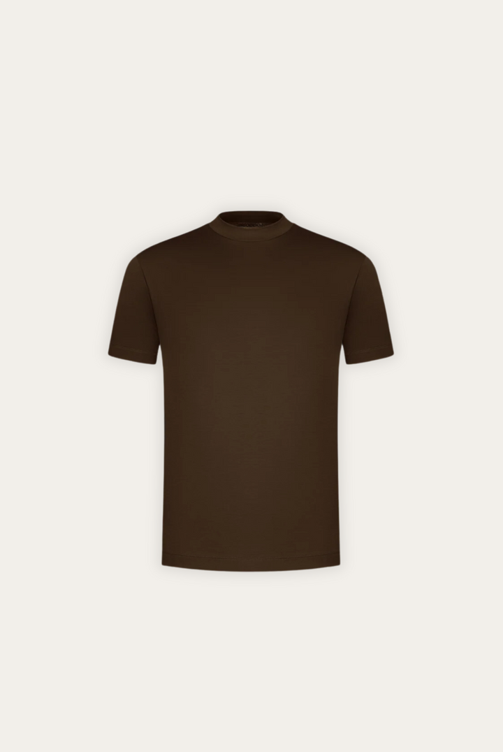Stylish men's t-shirt made of mercerised cotton – Dario-Brown-XS-Nora Luxe