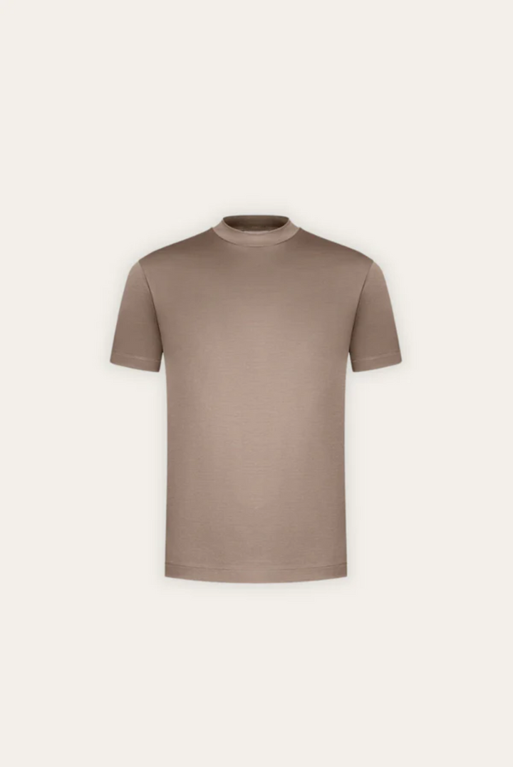 Stylish men's t-shirt made of mercerised cotton – Dario-Khaki-XS-Nora Luxe