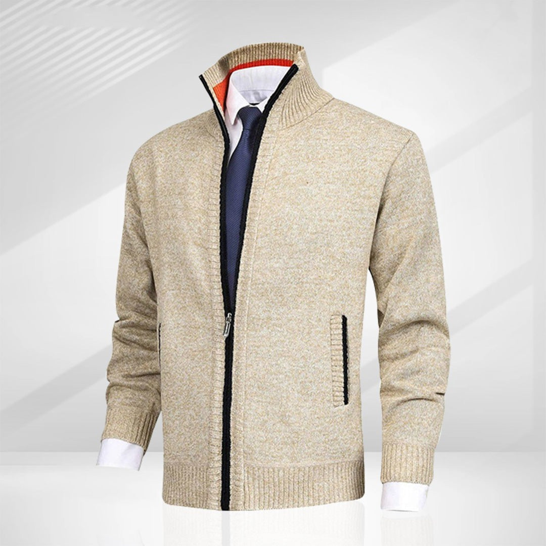 Stylish Men's Vest with Zip - Milo-Beige-M-Nora Luxe