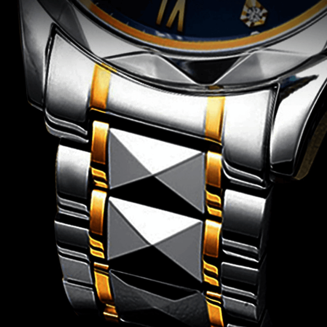Stylish Men's Watch in Stainless Steel - LumiSteel-Gold Blue-Nora Luxe