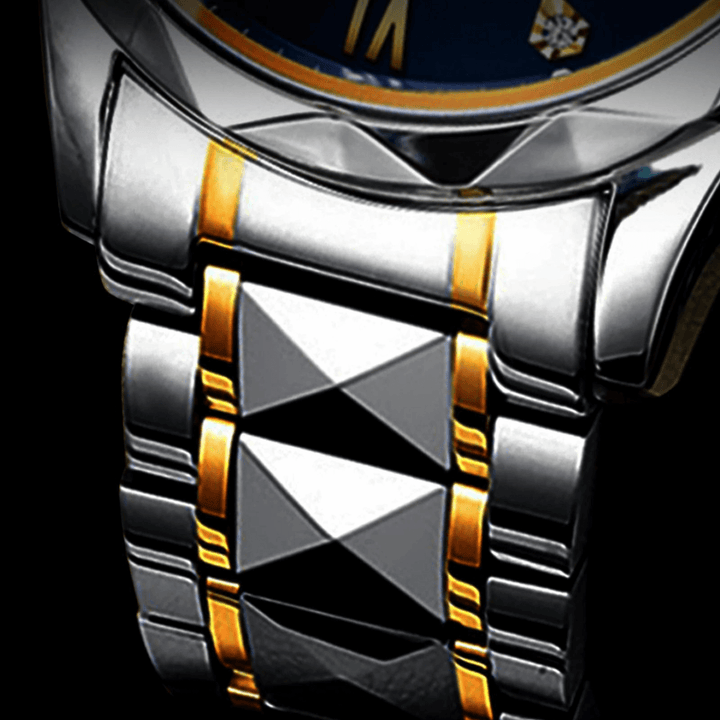 Stylish Men's Watch in Stainless Steel - LumiSteel-Gold Blue-Nora Luxe