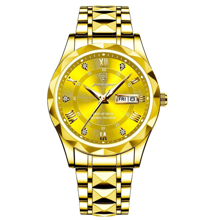 Stylish Men's Watch in Stainless Steel - LumiSteel-Gold Gold-Nora Luxe